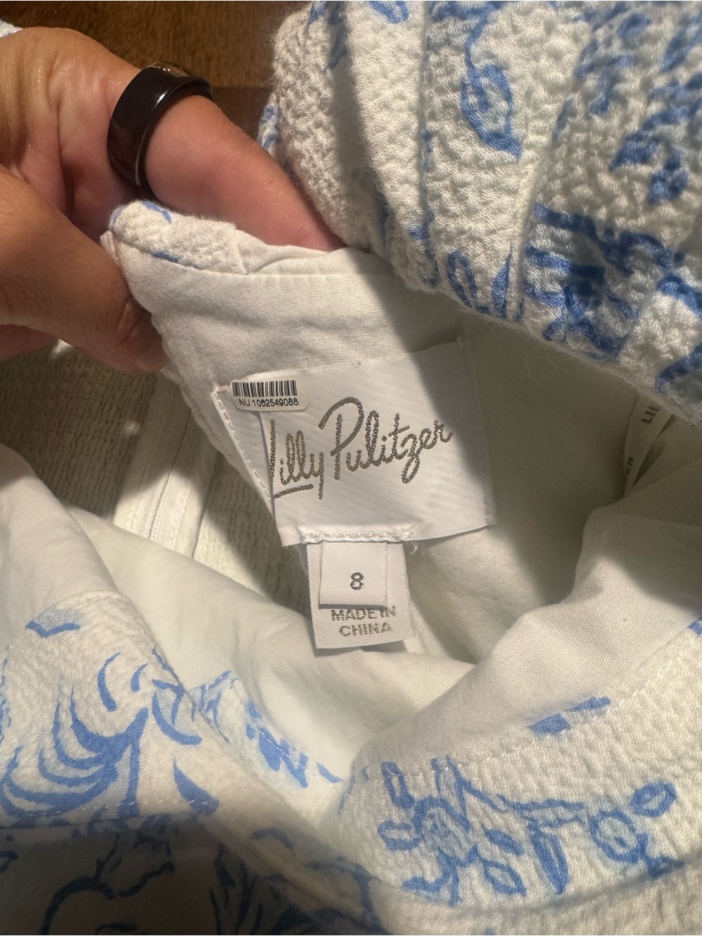 Lilly Pulitzer Justina Light Blue Puff-Sleeve Mini Dress skirted romper - Picture 8 of 9